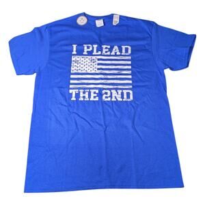 Light Blue Tee Shirt -"I Plead The 2nd" Blue And White Shirt - Size L